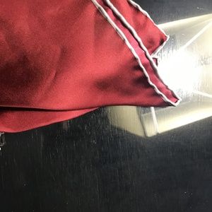 Neiman Marcus Burgundy silver piping pocket square